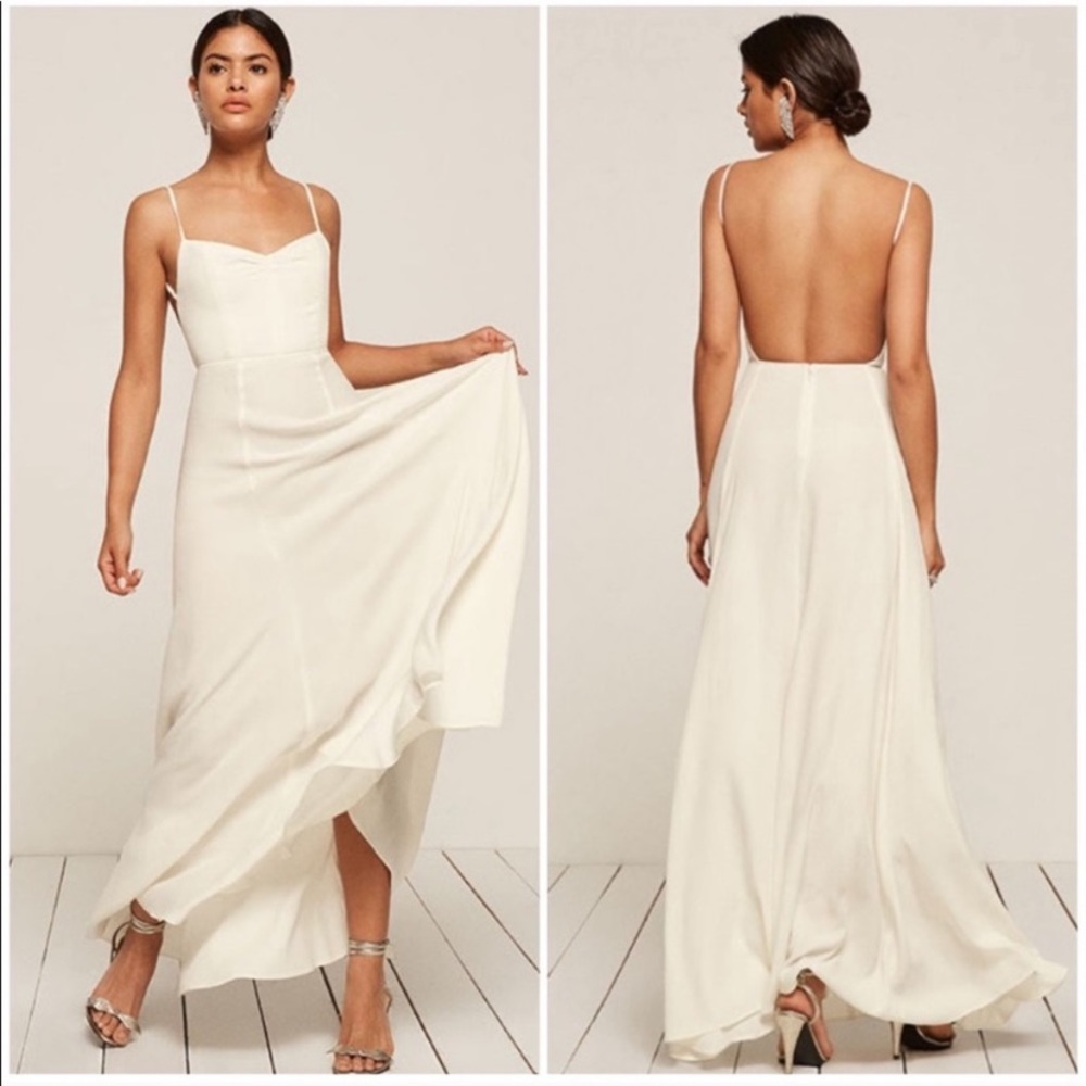 Reformation Thistle Open Back Ivory Maxi Dress